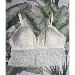 Aerie Cream Lace Triangle Wireless Longline Bralette Bra Size XXL